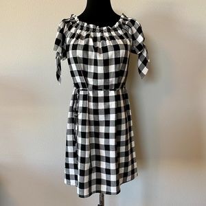 LOFT Sundress, M, EUC, Black/White Checker Print